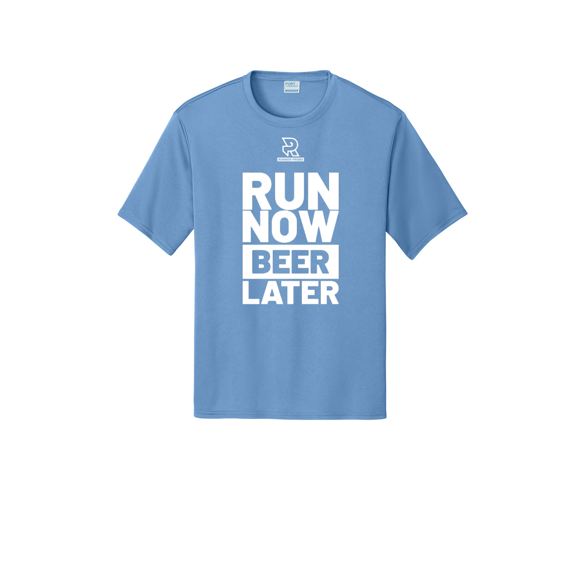 RUN NOW BEER LATER (White) - Short Sleeve Performance Tee