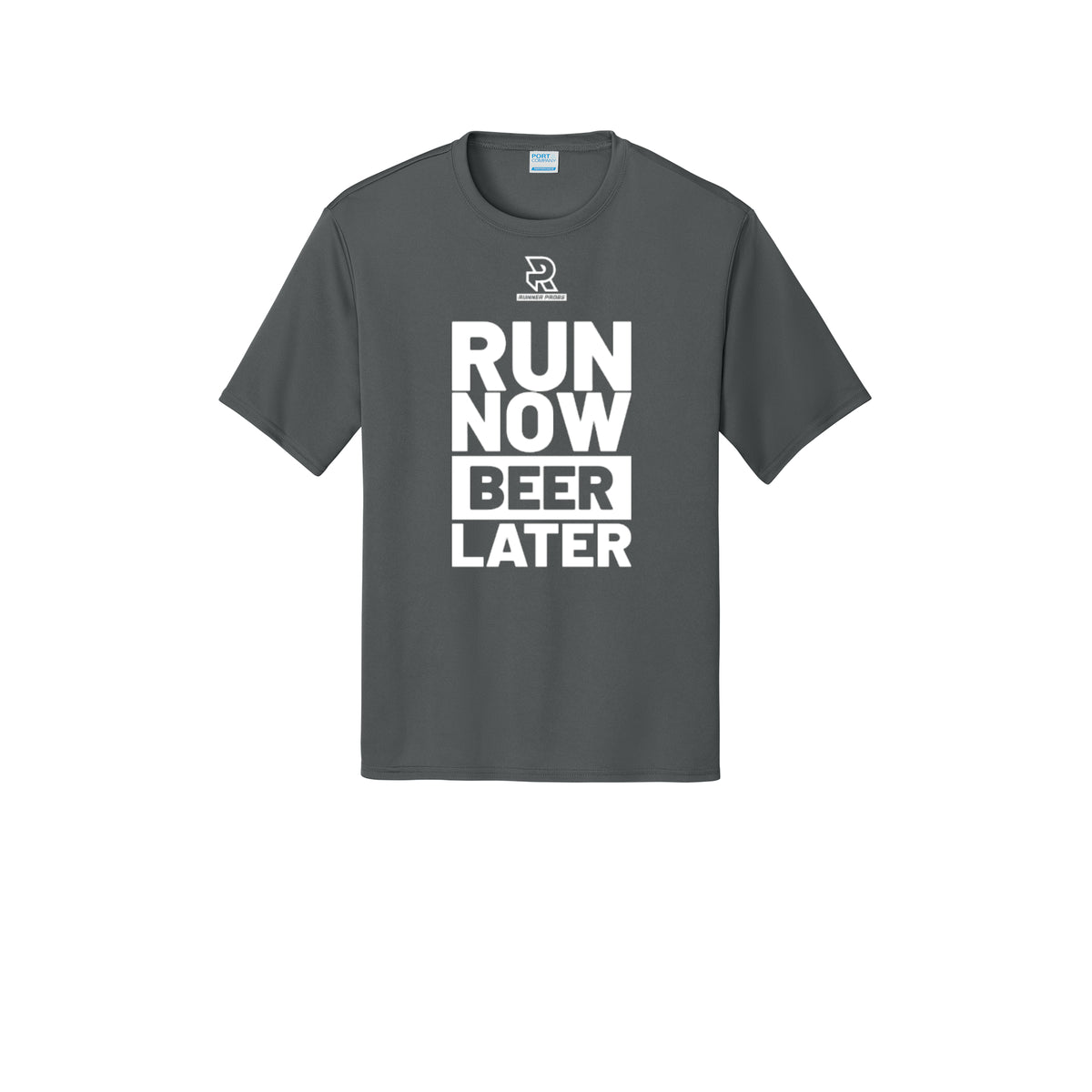RUN NOW BEER LATER (White) - Short Sleeve Performance Tee