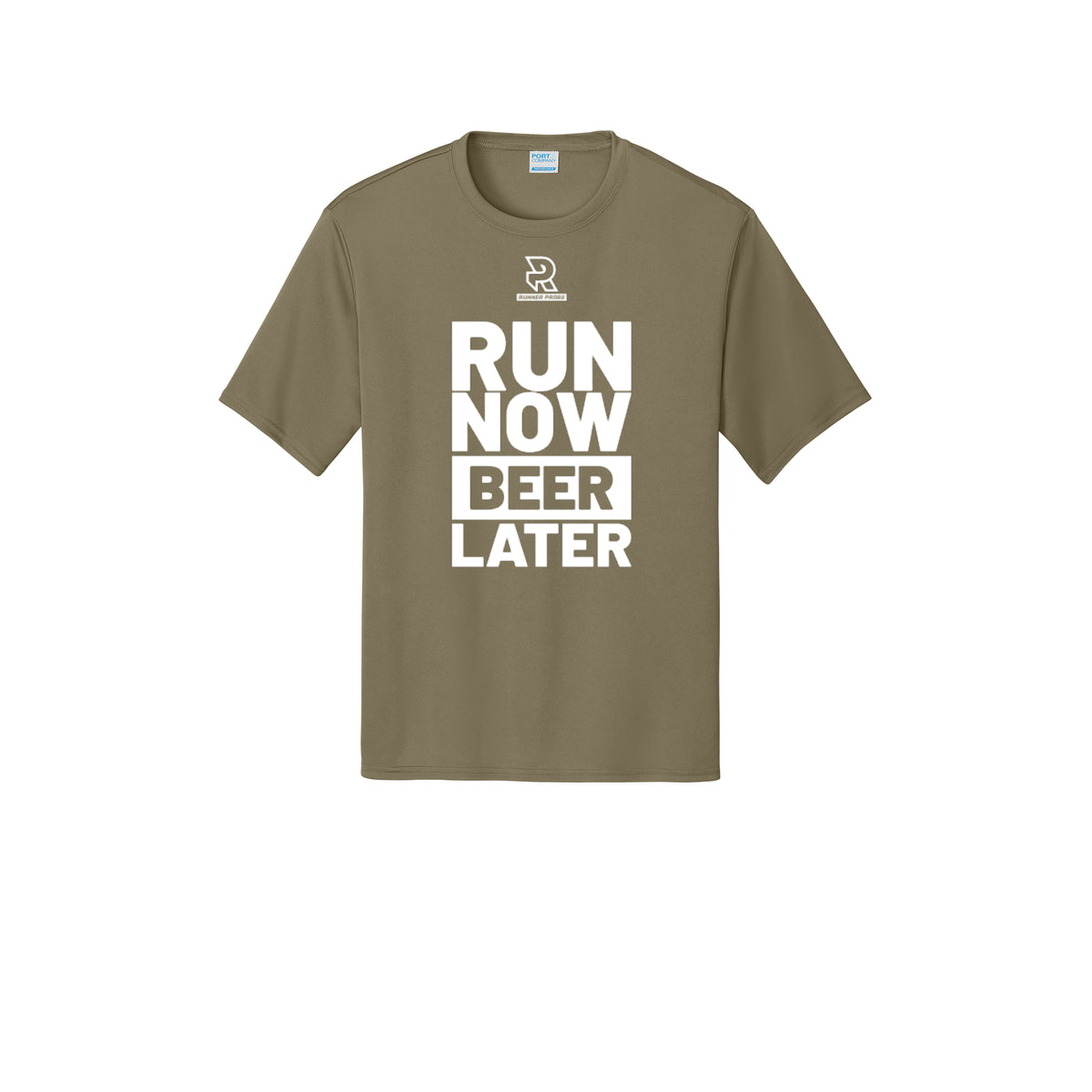 RUN NOW BEER LATER (White) - Short Sleeve Performance Tee