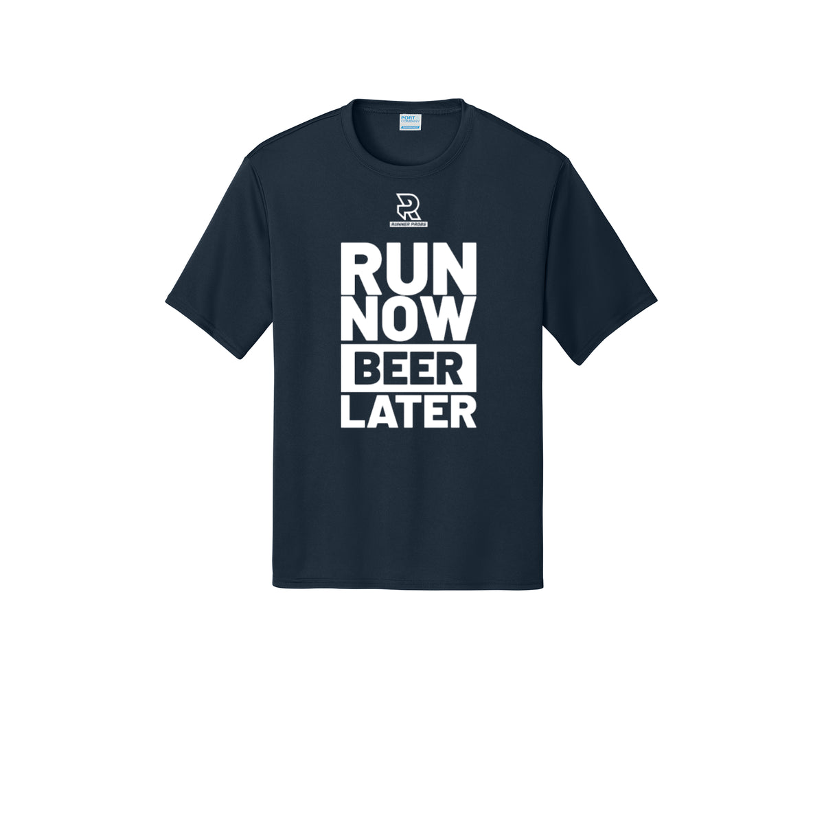 RUN NOW BEER LATER (White) - Short Sleeve Performance Tee