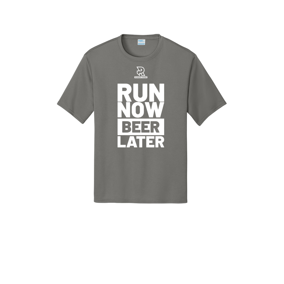 RUN NOW BEER LATER (White) - Short Sleeve Performance Tee