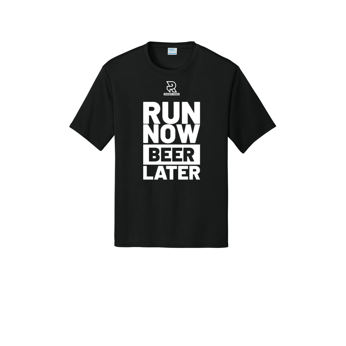 RUN NOW BEER LATER (White) - Short Sleeve Performance Tee