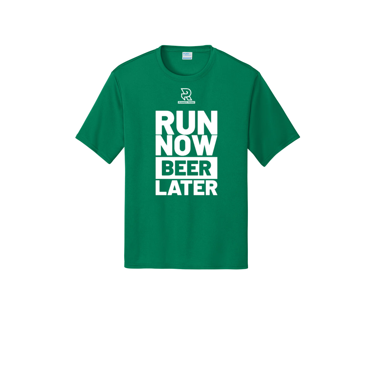 RUN NOW BEER LATER (White) - Short Sleeve Performance Tee