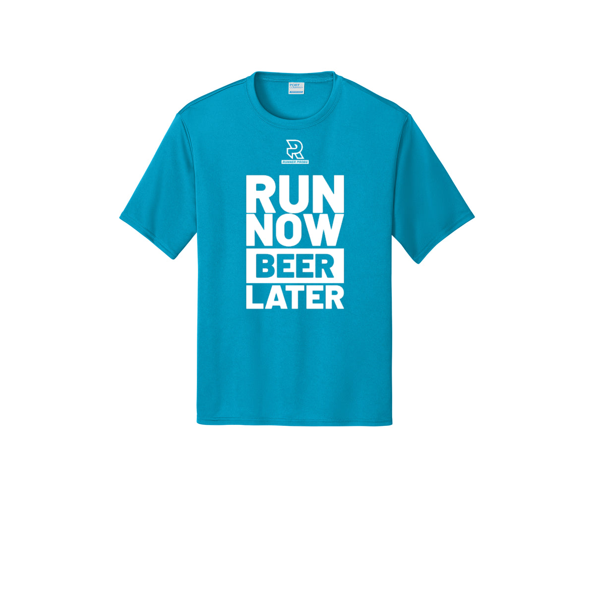RUN NOW BEER LATER (White) - Short Sleeve Performance Tee