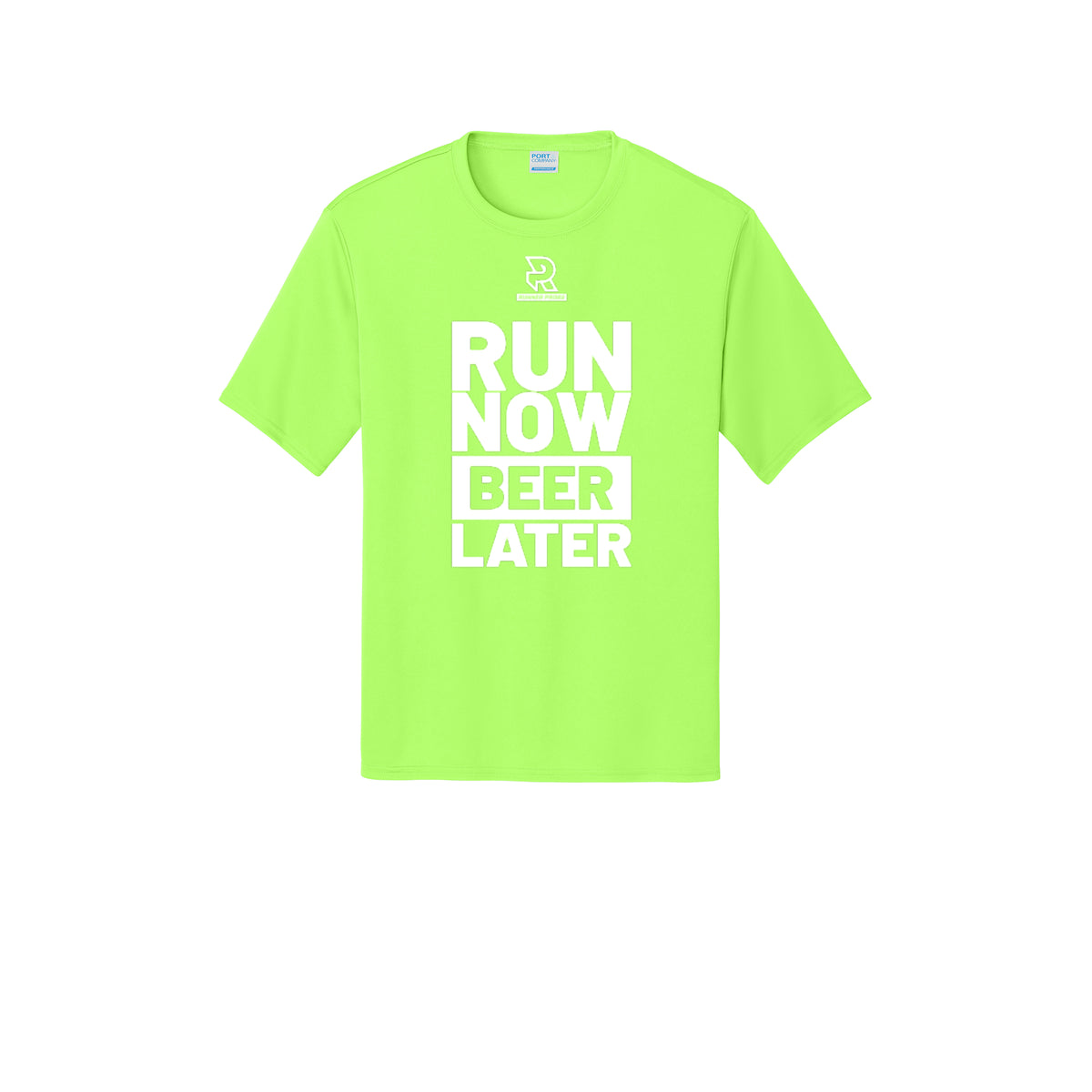 RUN NOW BEER LATER (White) - Short Sleeve Performance Tee