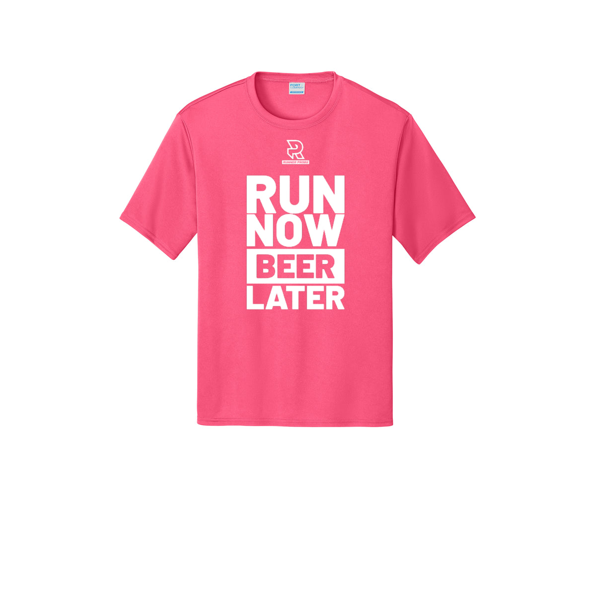RUN NOW BEER LATER (White) - Short Sleeve Performance Tee