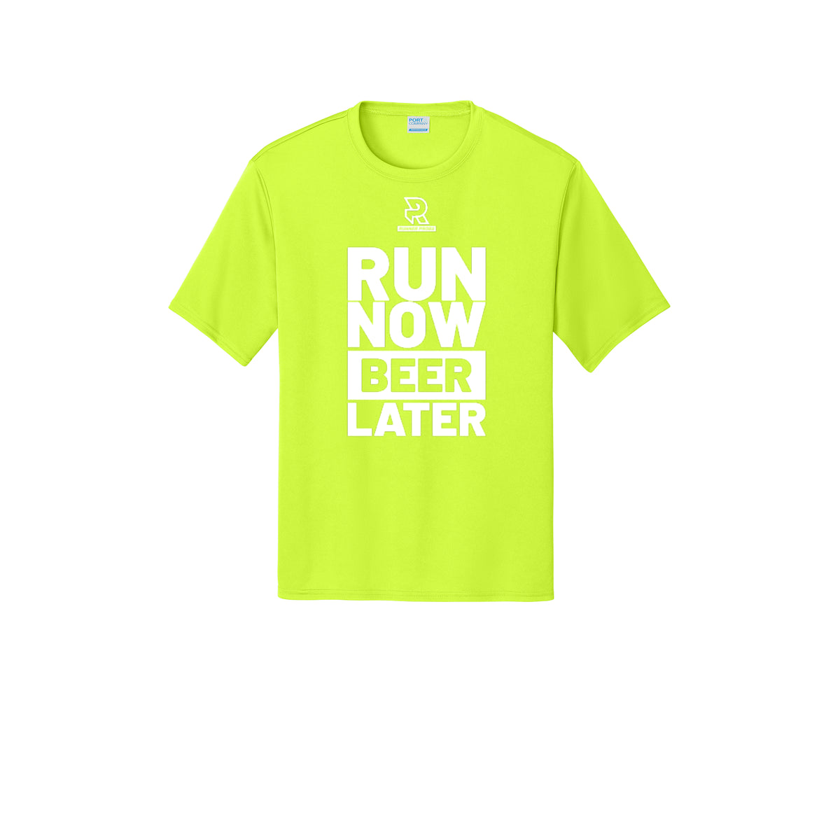 RUN NOW BEER LATER (White) - Short Sleeve Performance Tee