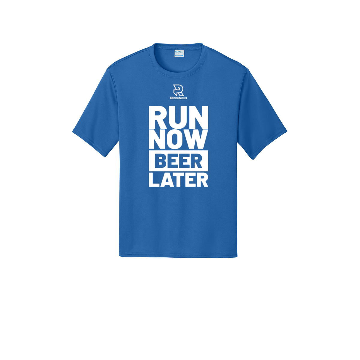 RUN NOW BEER LATER (White) - Short Sleeve Performance Tee