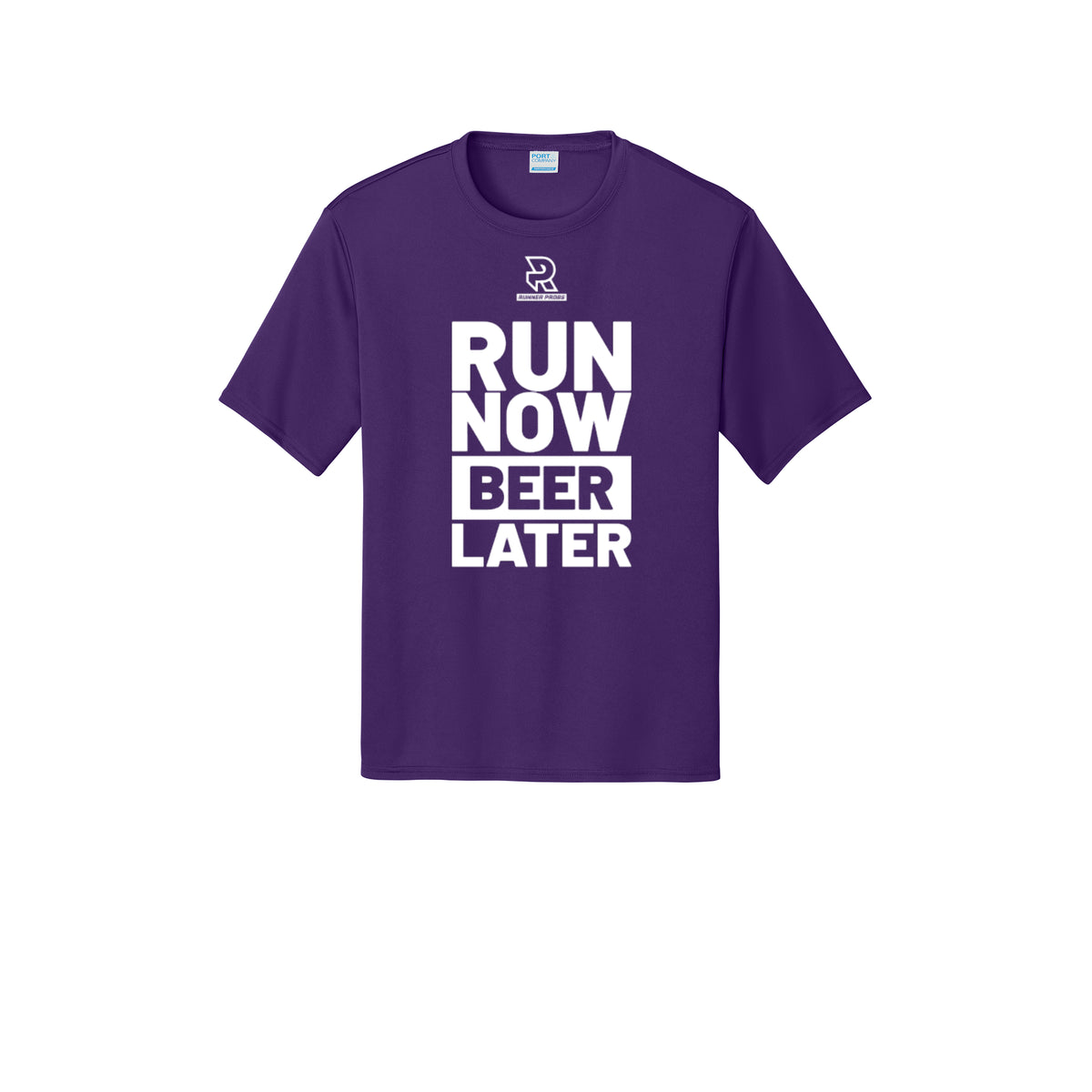 RUN NOW BEER LATER (White) - Short Sleeve Performance Tee