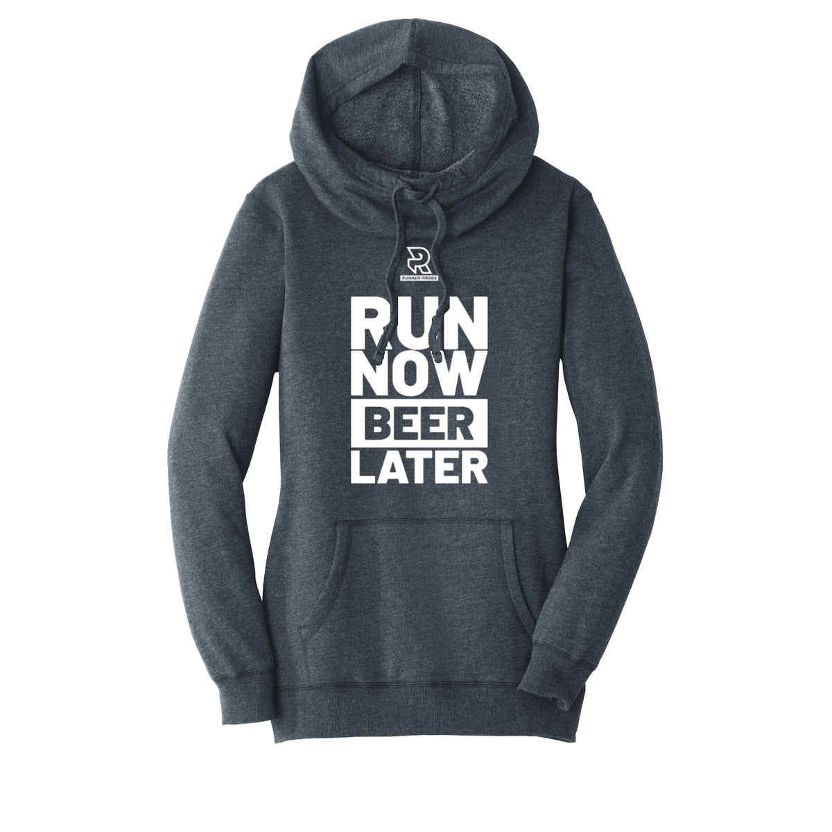 RUN NOW BEER LATER (White) - Womens Lightweight Fleece Hoodie