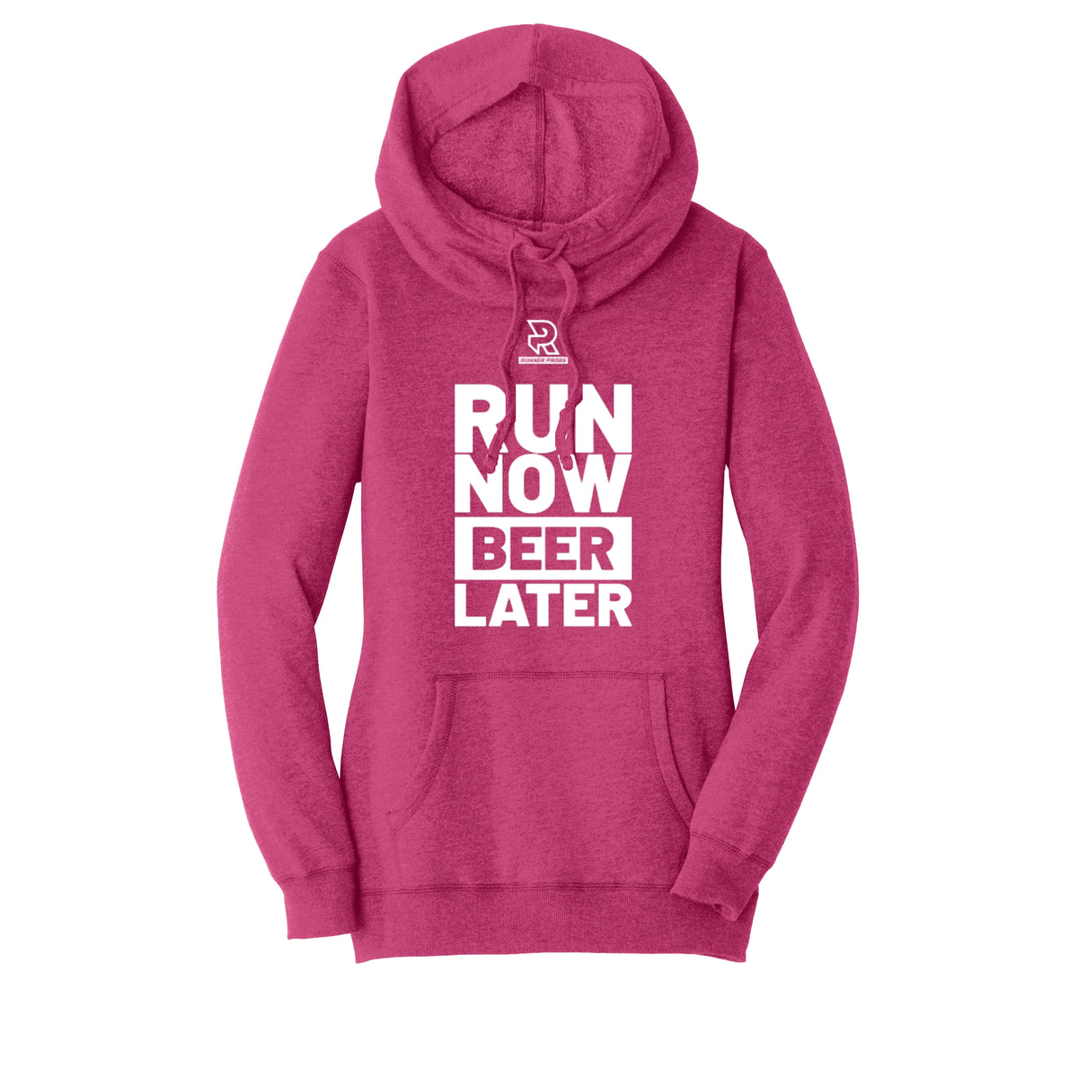RUN NOW BEER LATER (White) - Womens Lightweight Fleece Hoodie