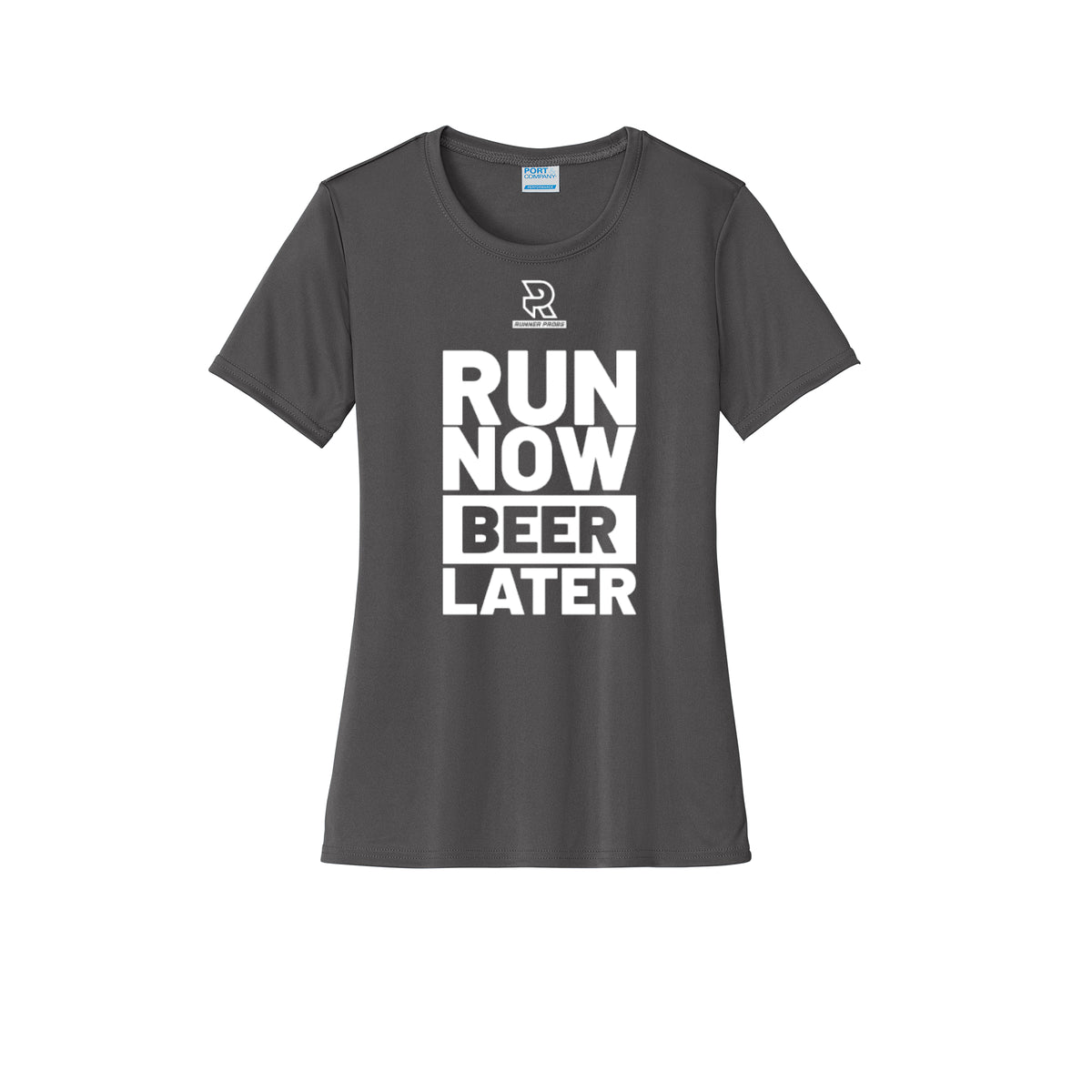 RUN NOW BEER LATER (White) - Womens Short Sleeve Performance Tee