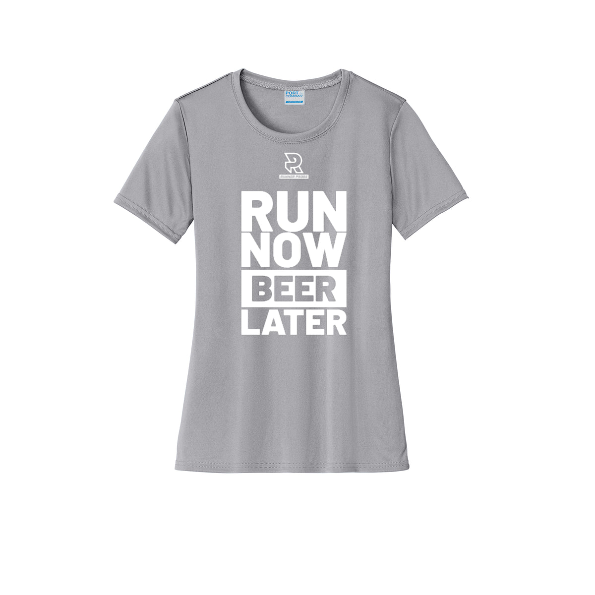 RUN NOW BEER LATER (White) - Womens Short Sleeve Performance Tee