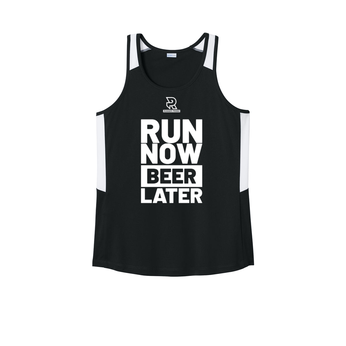 RUN NOW BEER LATER (White) - Womens Club Track Tank