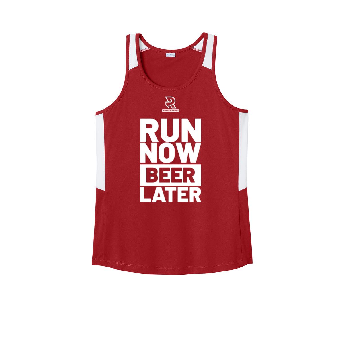 RUN NOW BEER LATER (White) - Womens Club Track Tank