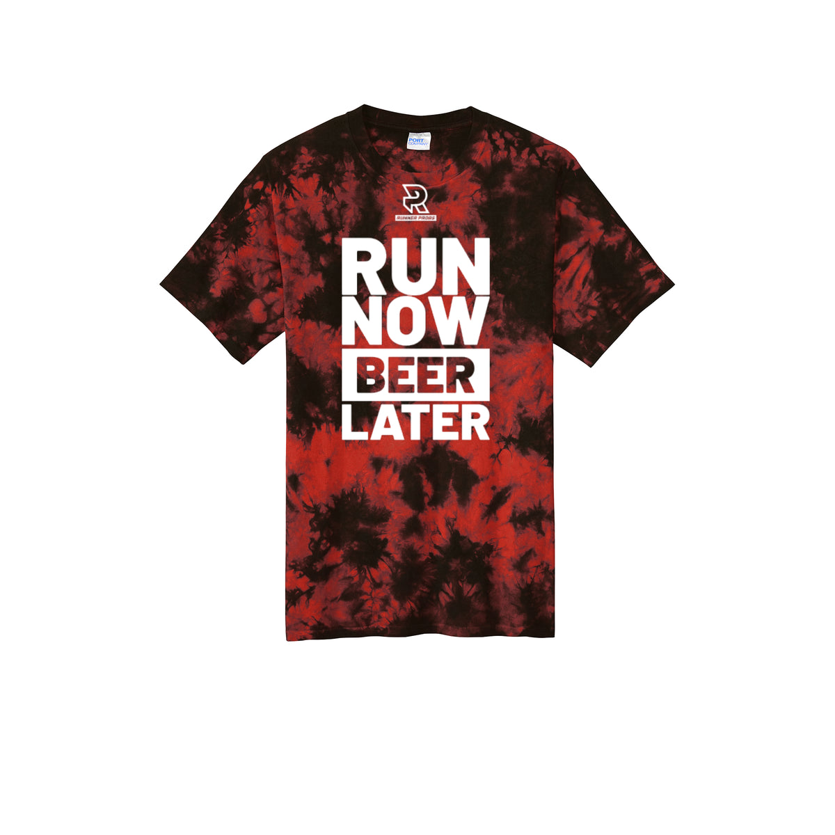 RUN NOW BEER LATER (White) - Short Sleeve Tie Dye Cotton Tee