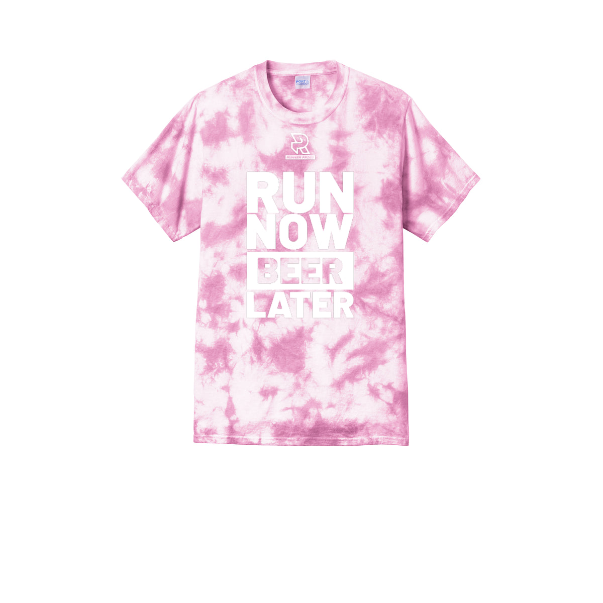 RUN NOW BEER LATER (White) - Short Sleeve Tie Dye Cotton Tee