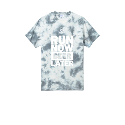 RUN NOW BEER LATER (White) - Short Sleeve Tie Dye Cotton Tee