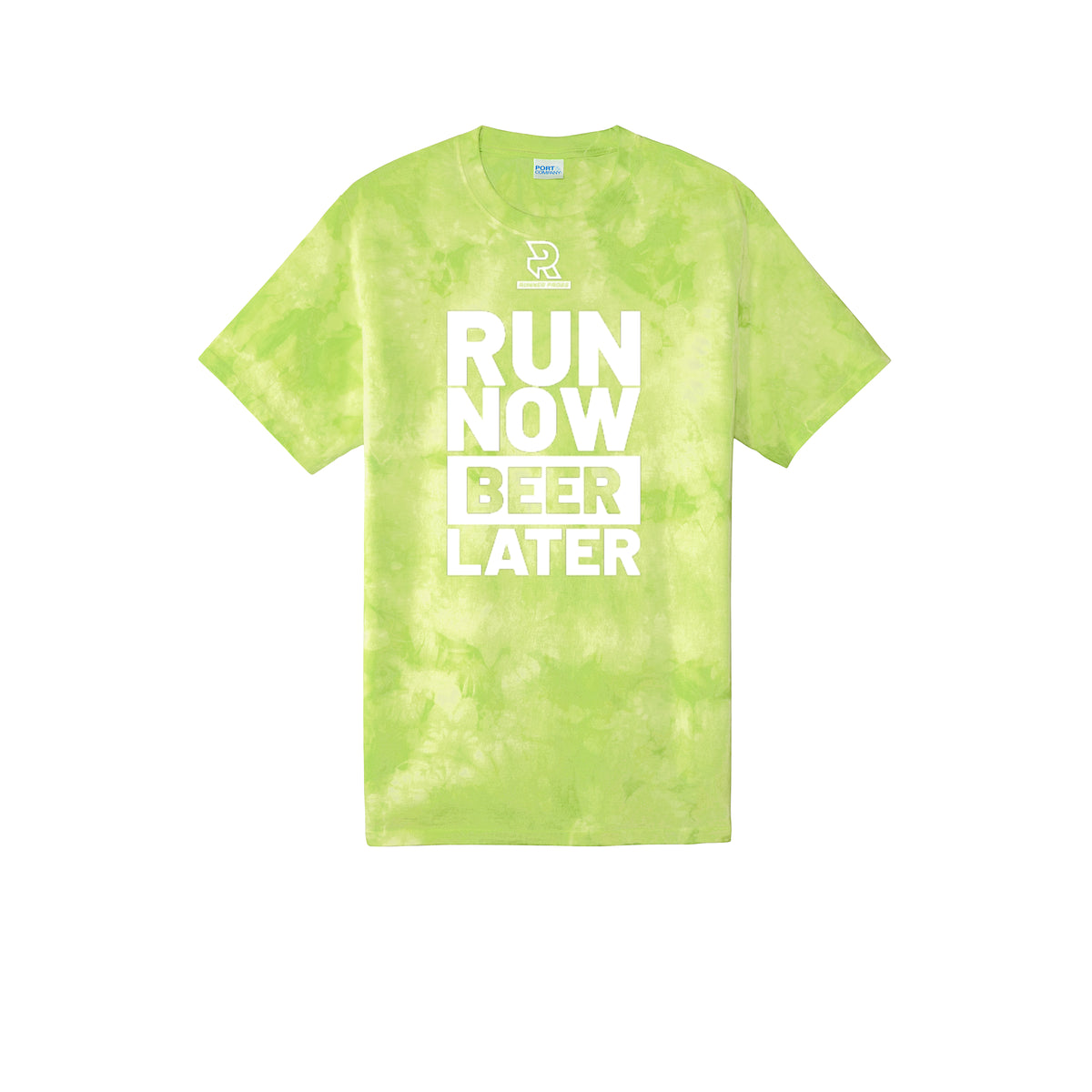 RUN NOW BEER LATER (White) - Short Sleeve Tie Dye Cotton Tee