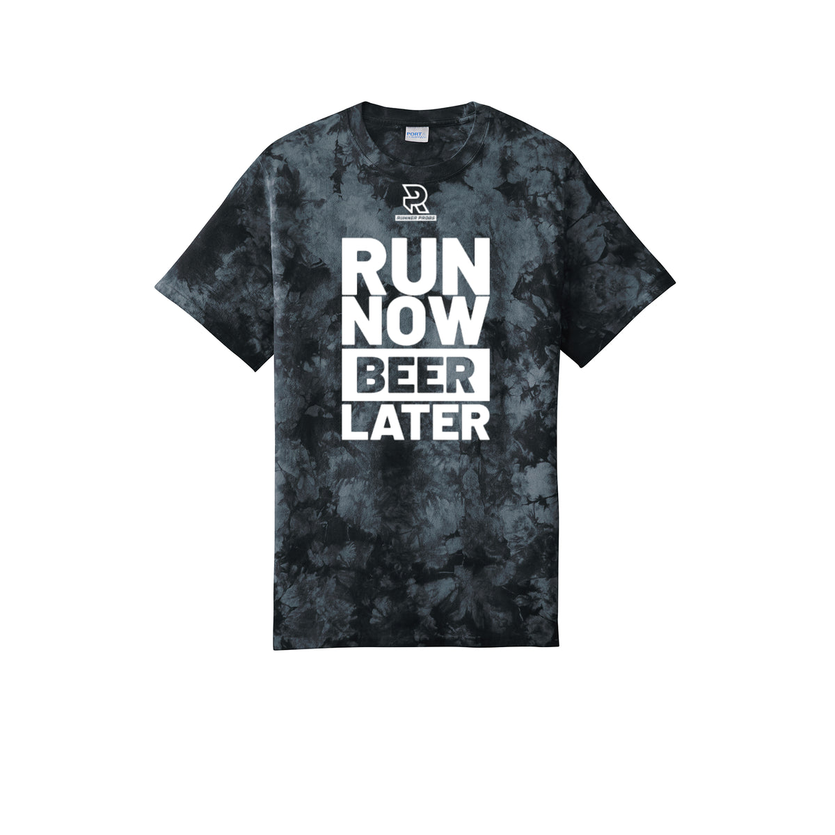 RUN NOW BEER LATER (White) - Short Sleeve Tie Dye Cotton Tee