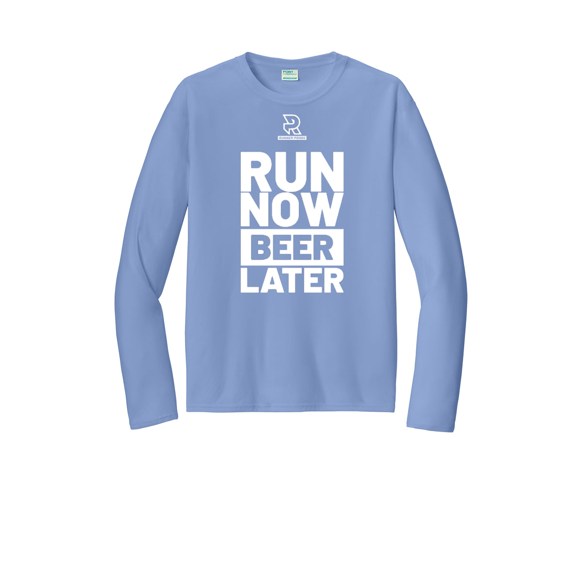 RUN NOW BEER LATER (White) - Long Sleeve Performance Tee