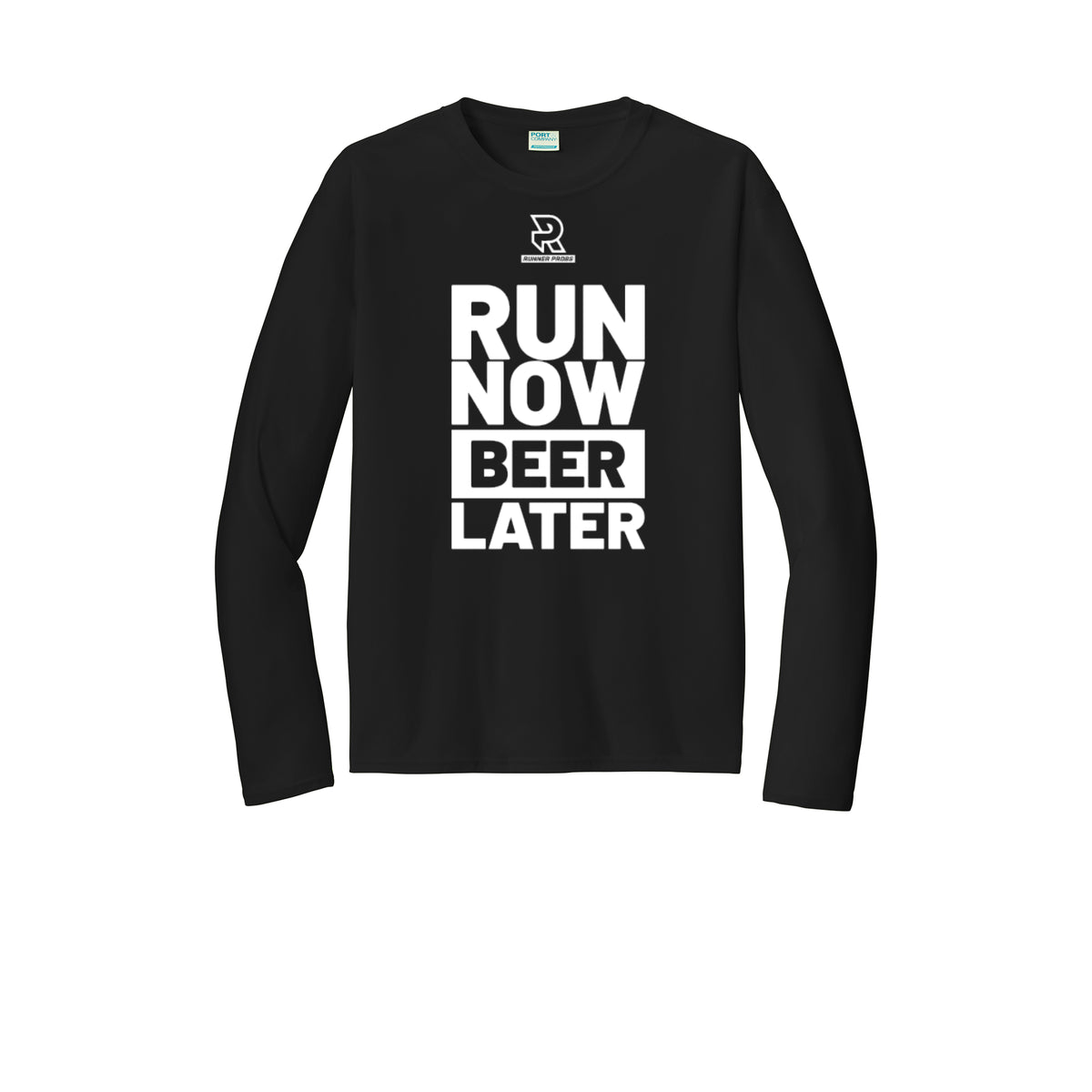 RUN NOW BEER LATER (White) - Long Sleeve Performance Tee