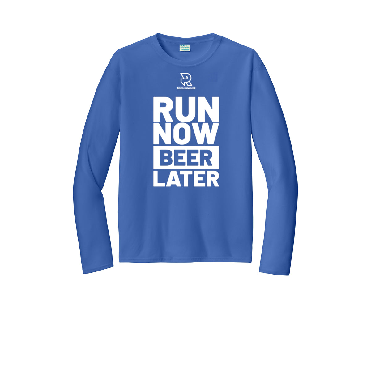 RUN NOW BEER LATER (White) - Long Sleeve Performance Tee