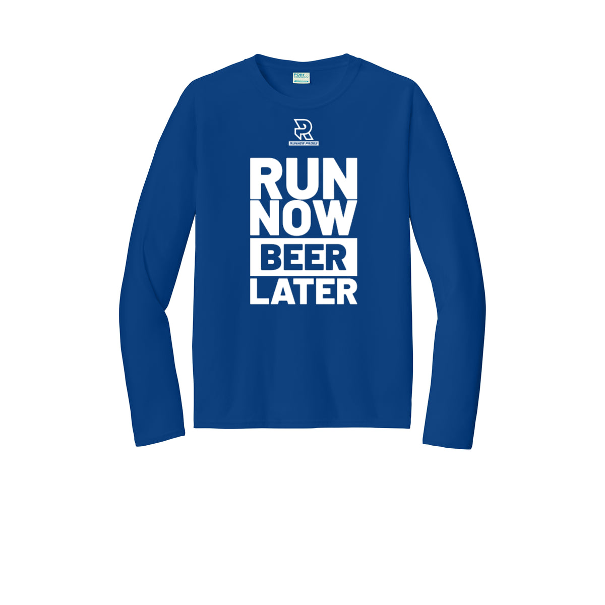 RUN NOW BEER LATER (White) - Long Sleeve Performance Tee