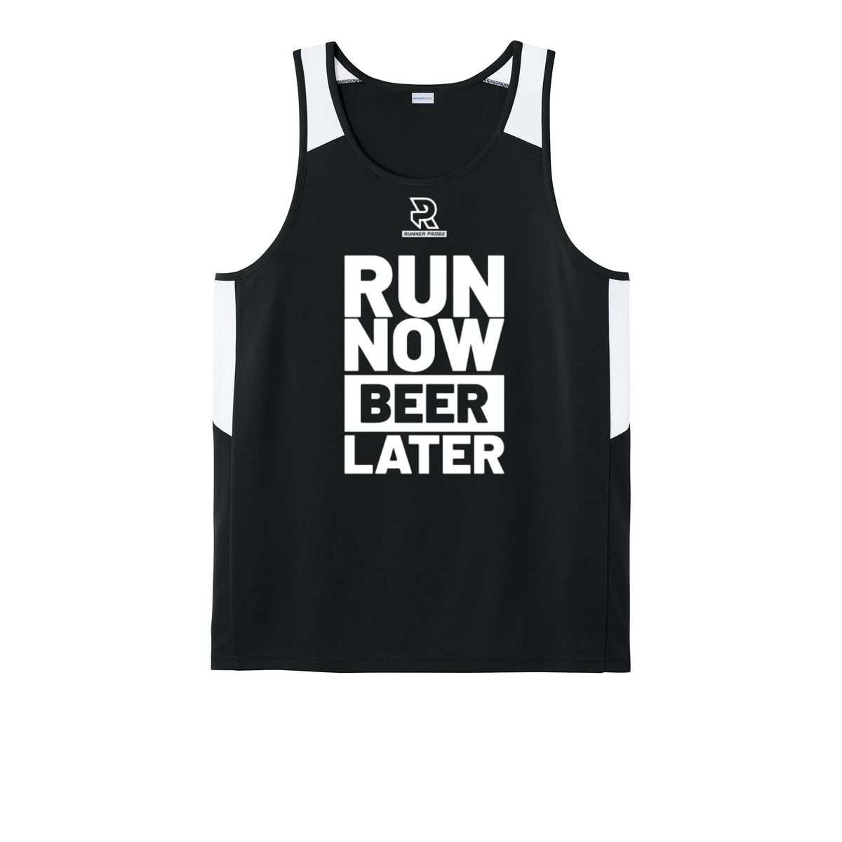 RUN NOW BEER LATER (White) - Mens Club Track Tank