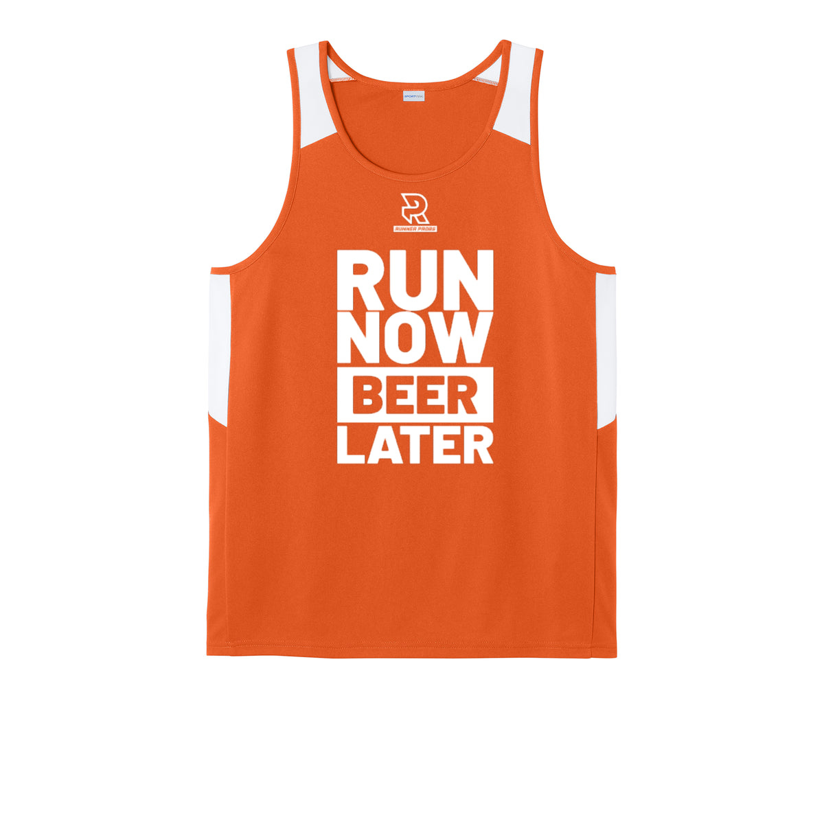 RUN NOW BEER LATER (White) - Mens Club Track Tank