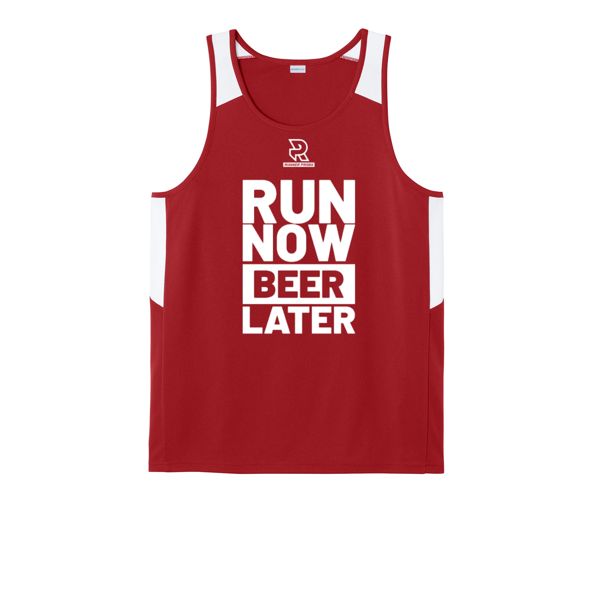 RUN NOW BEER LATER (White) - Mens Club Track Tank