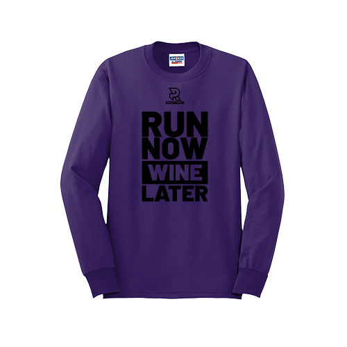 RUN NOW WINE LATER (Black) - Long Sleeve 50/50 Tee