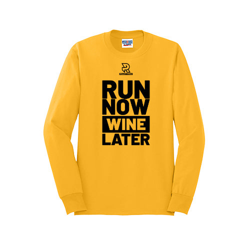 RUN NOW WINE LATER (Black) - Long Sleeve 50/50 Tee