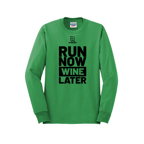 RUN NOW WINE LATER (Black) - Long Sleeve 50/50 Tee