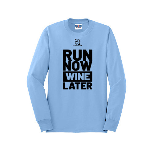 RUN NOW WINE LATER (Black) - Long Sleeve 50/50 Tee
