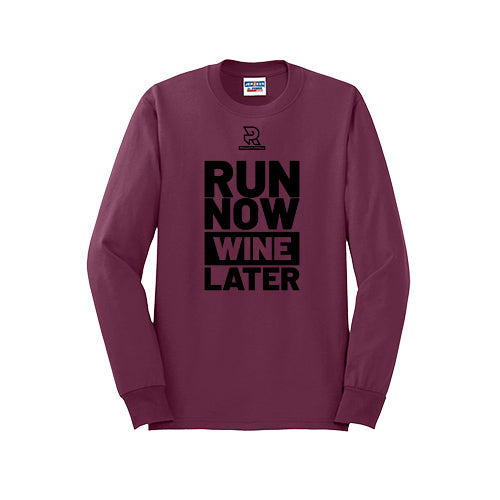 RUN NOW WINE LATER (Black) - Long Sleeve 50/50 Tee