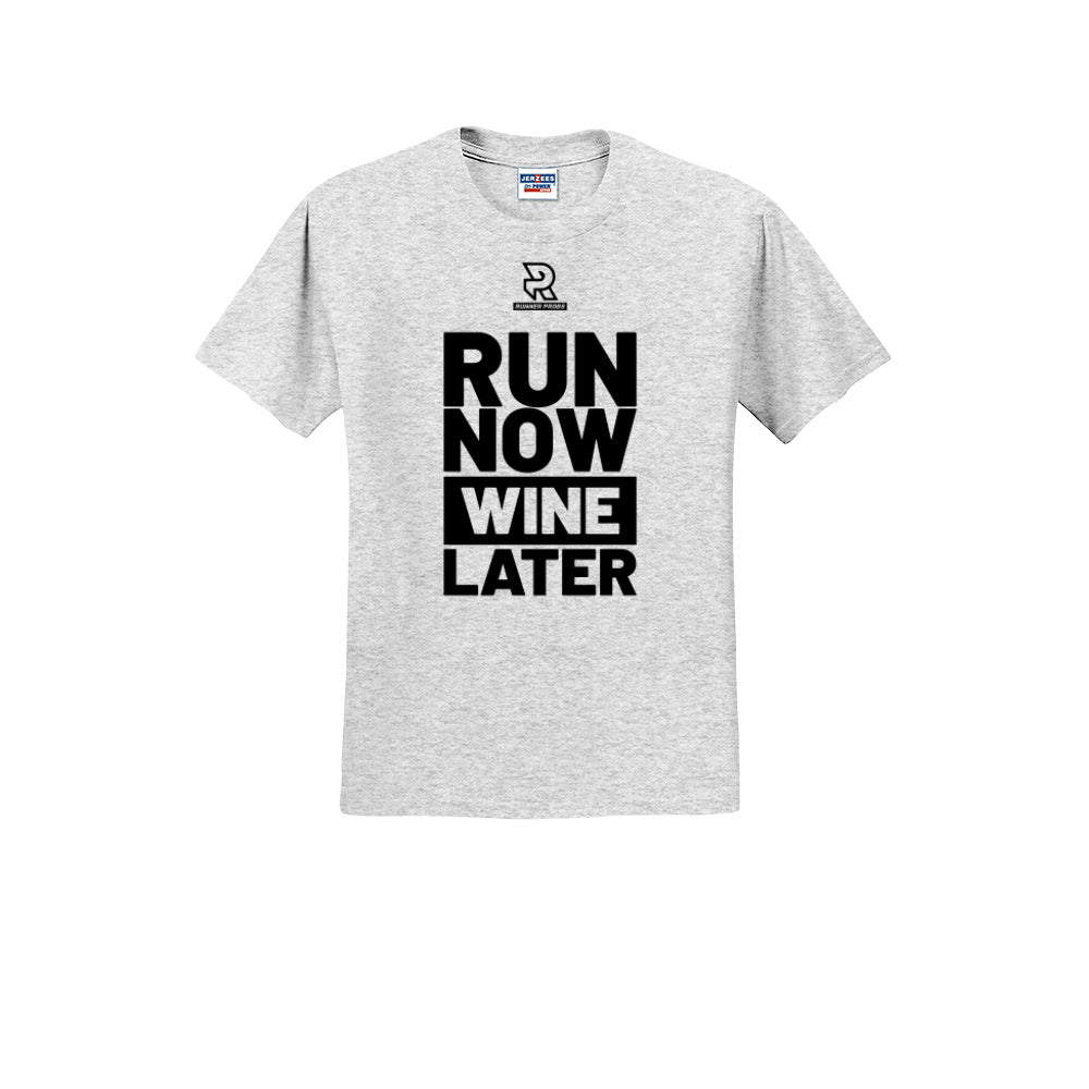 RUN NOW WINE LATER (Black) - Short Sleeve 50/50 Tee