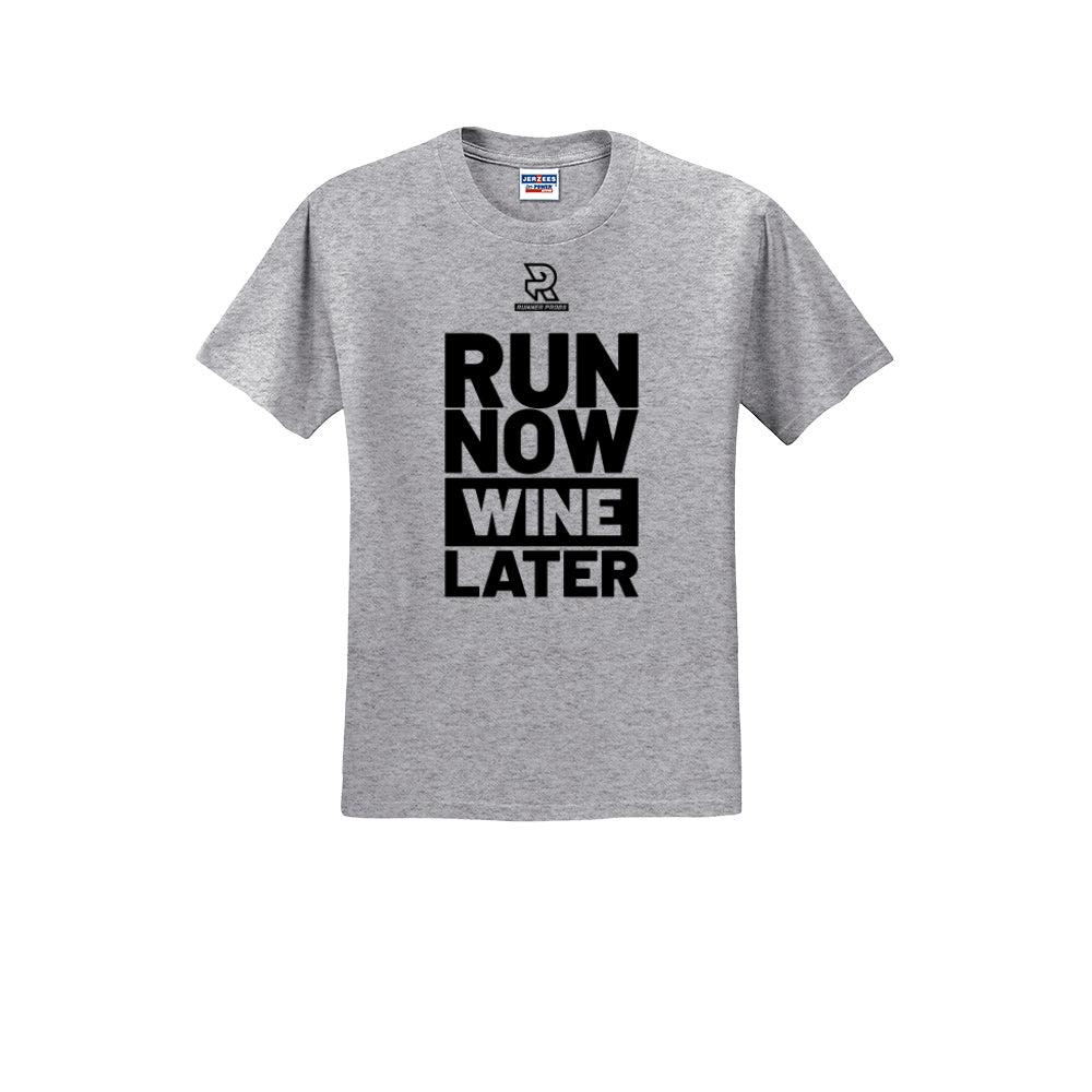 RUN NOW WINE LATER (Black) - Short Sleeve 50/50 Tee