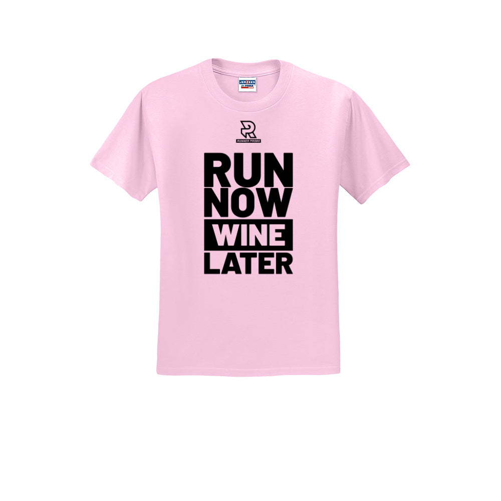 RUN NOW WINE LATER (Black) - Short Sleeve 50/50 Tee