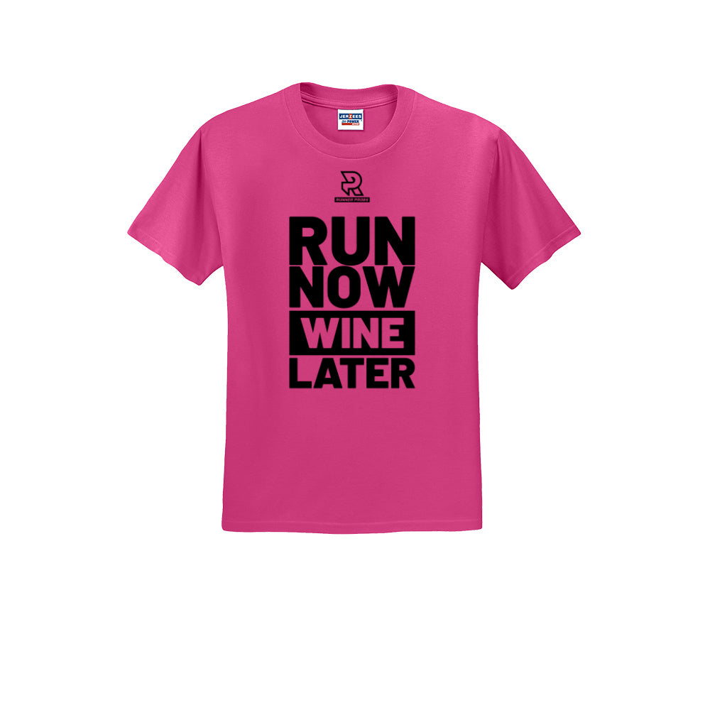 RUN NOW WINE LATER (Black) - Short Sleeve 50/50 Tee