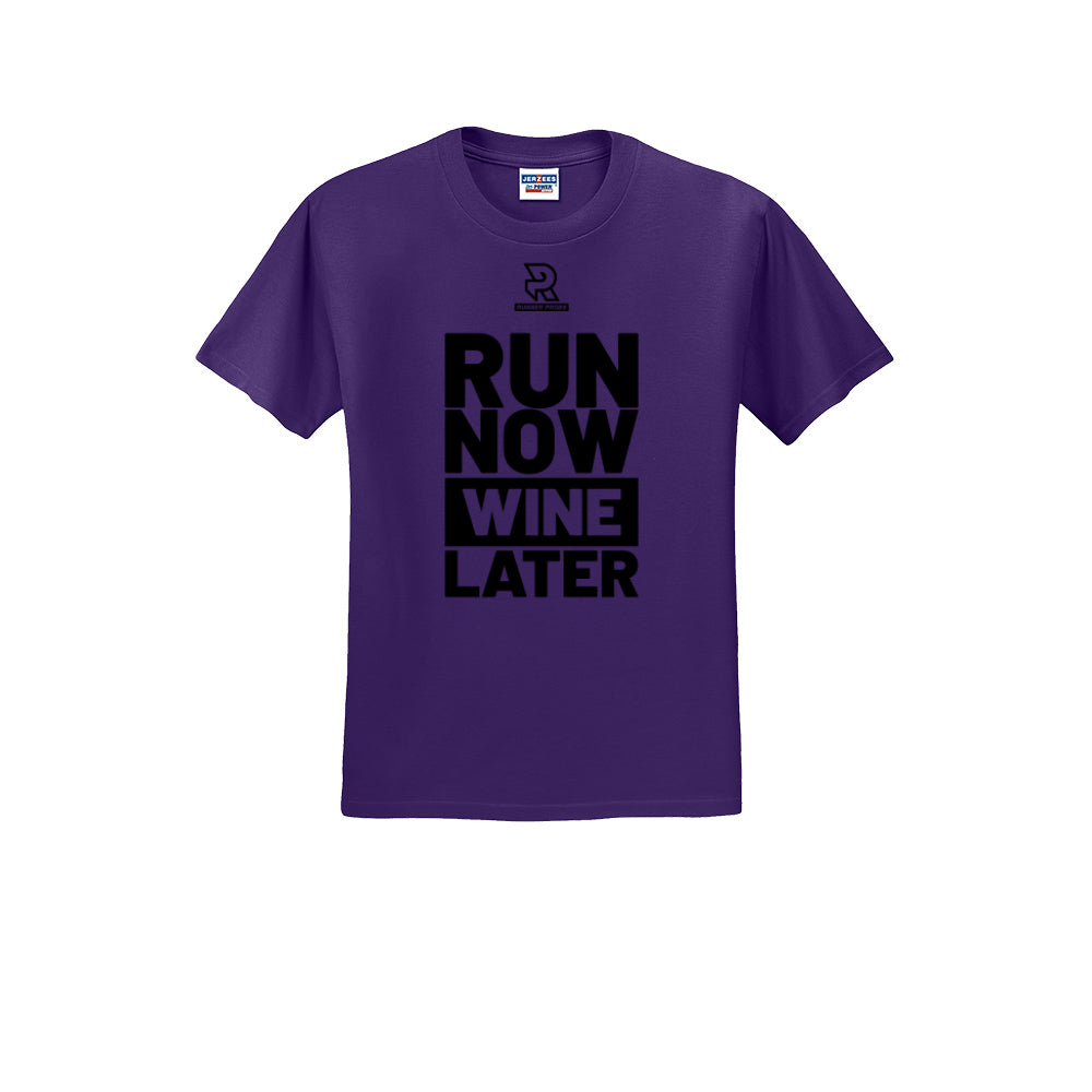 RUN NOW WINE LATER (Black) - Short Sleeve 50/50 Tee