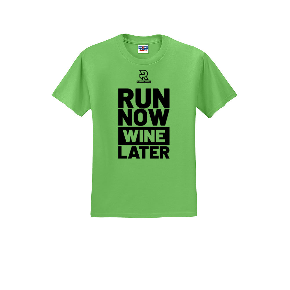 RUN NOW WINE LATER (Black) - Short Sleeve 50/50 Tee