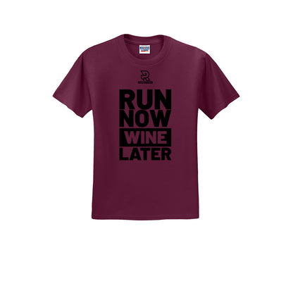RUN NOW WINE LATER (Black) - Short Sleeve 50/50 Tee