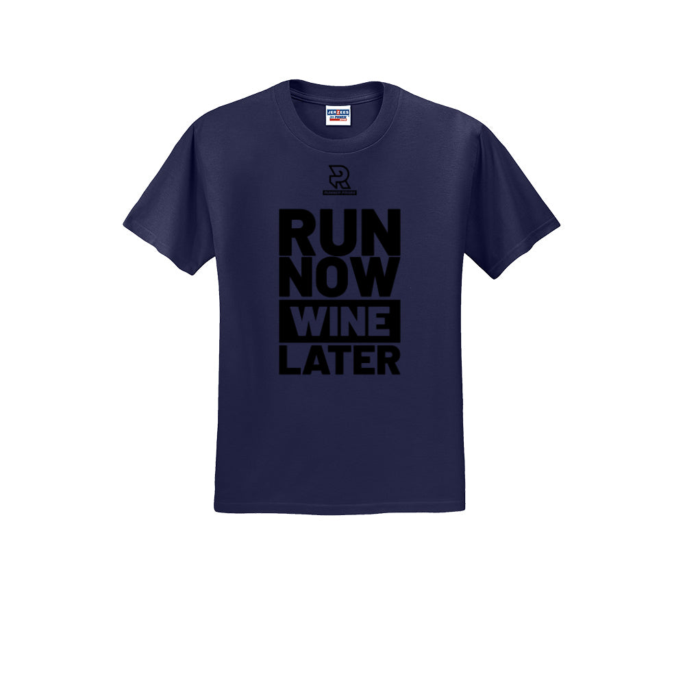 RUN NOW WINE LATER (Black) - Short Sleeve 50/50 Tee