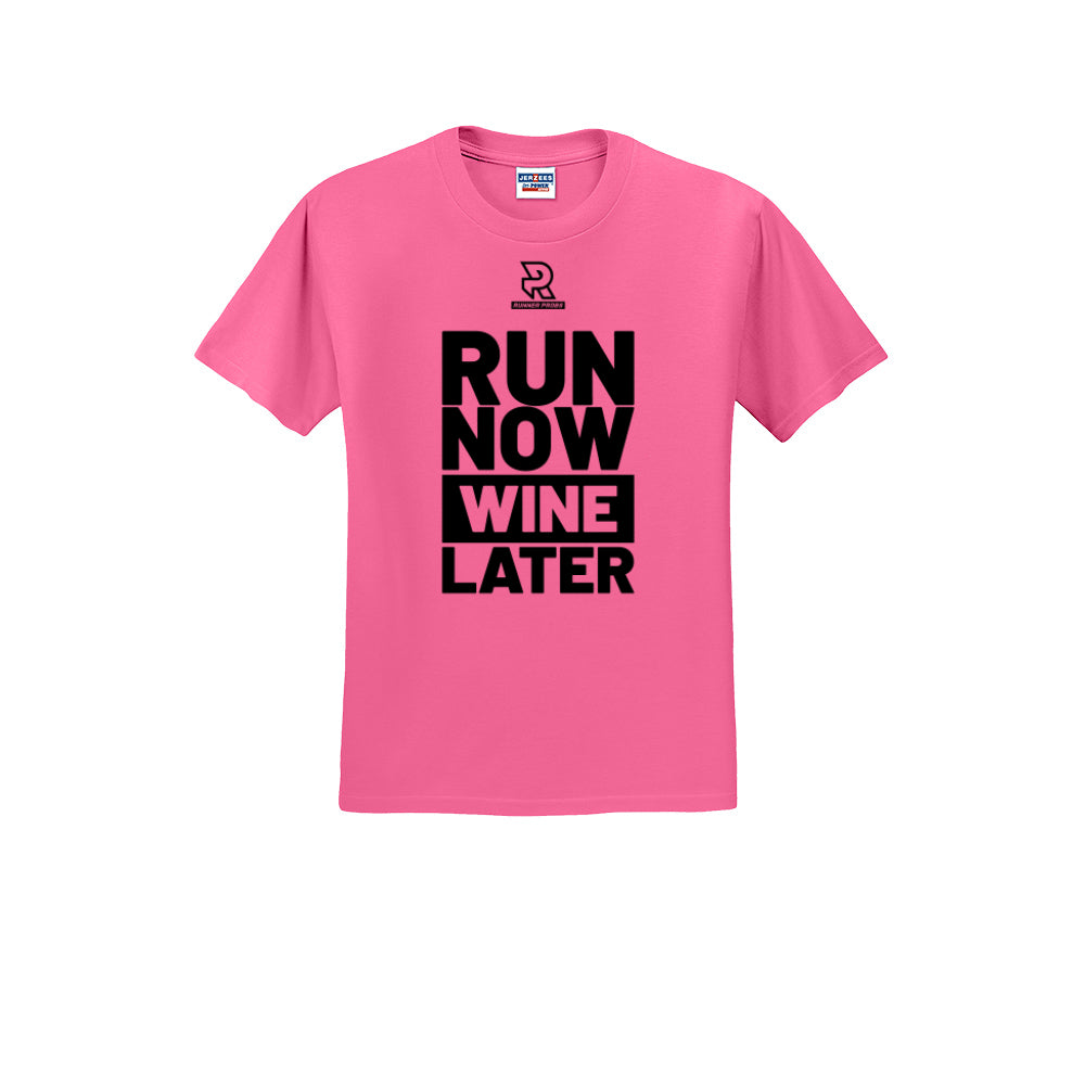 RUN NOW WINE LATER (Black) - Short Sleeve 50/50 Tee