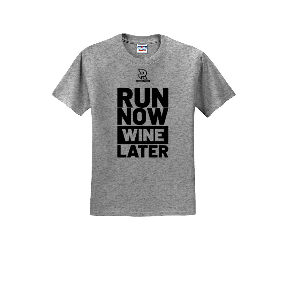 RUN NOW WINE LATER (Black) - Short Sleeve 50/50 Tee