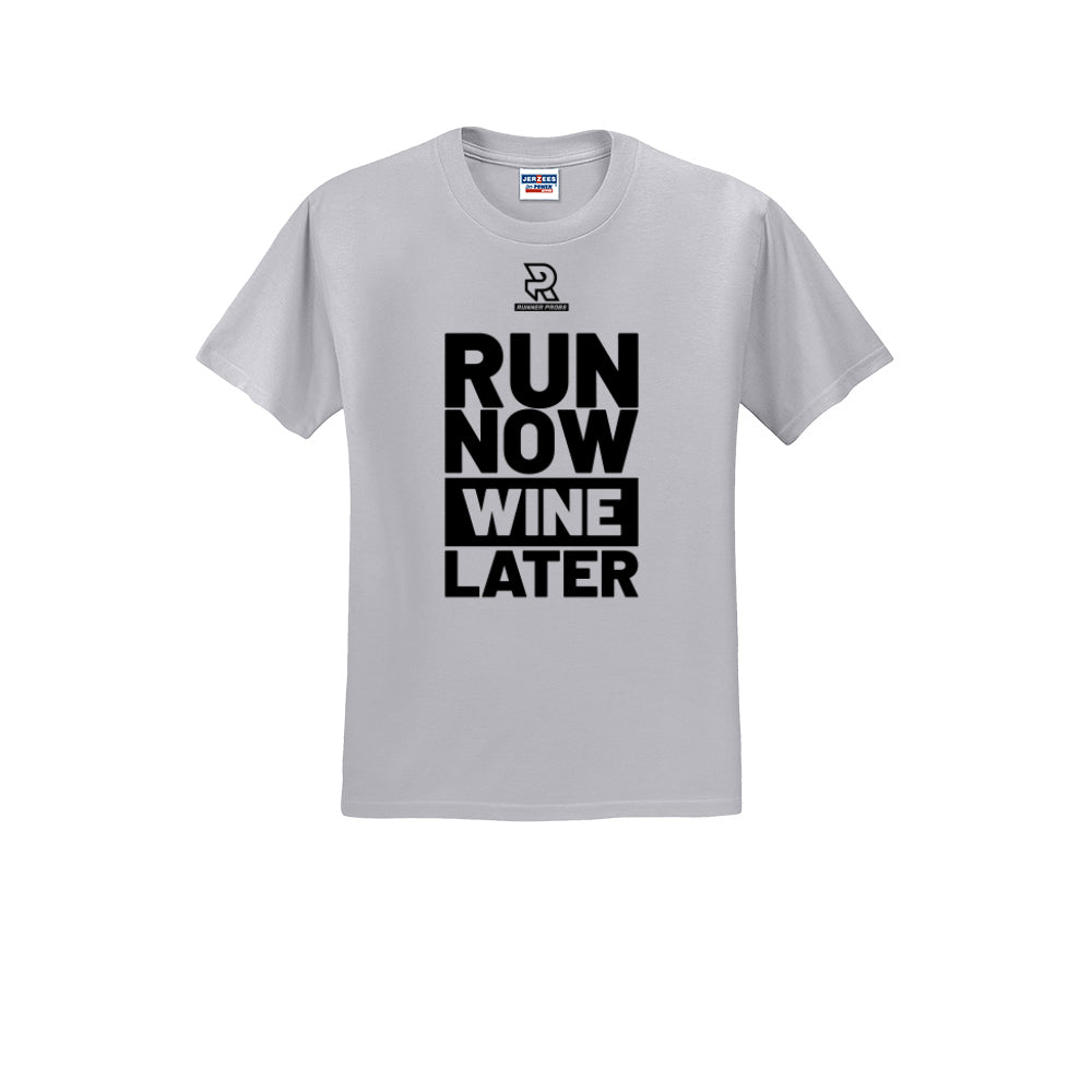 RUN NOW WINE LATER (Black) - Short Sleeve 50/50 Tee