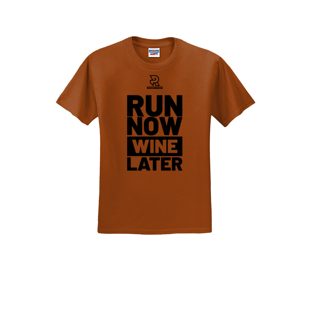 RUN NOW WINE LATER (Black) - Short Sleeve 50/50 Tee