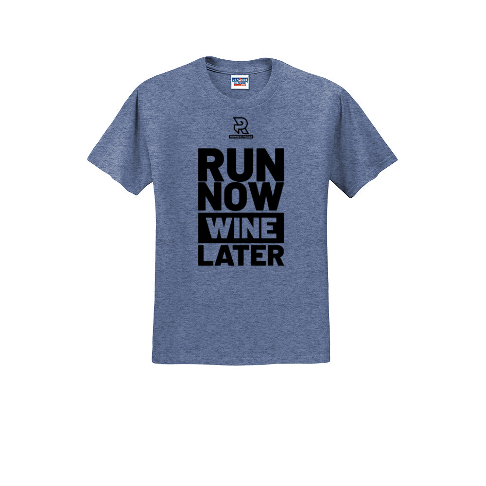 RUN NOW WINE LATER (Black) - Short Sleeve 50/50 Tee
