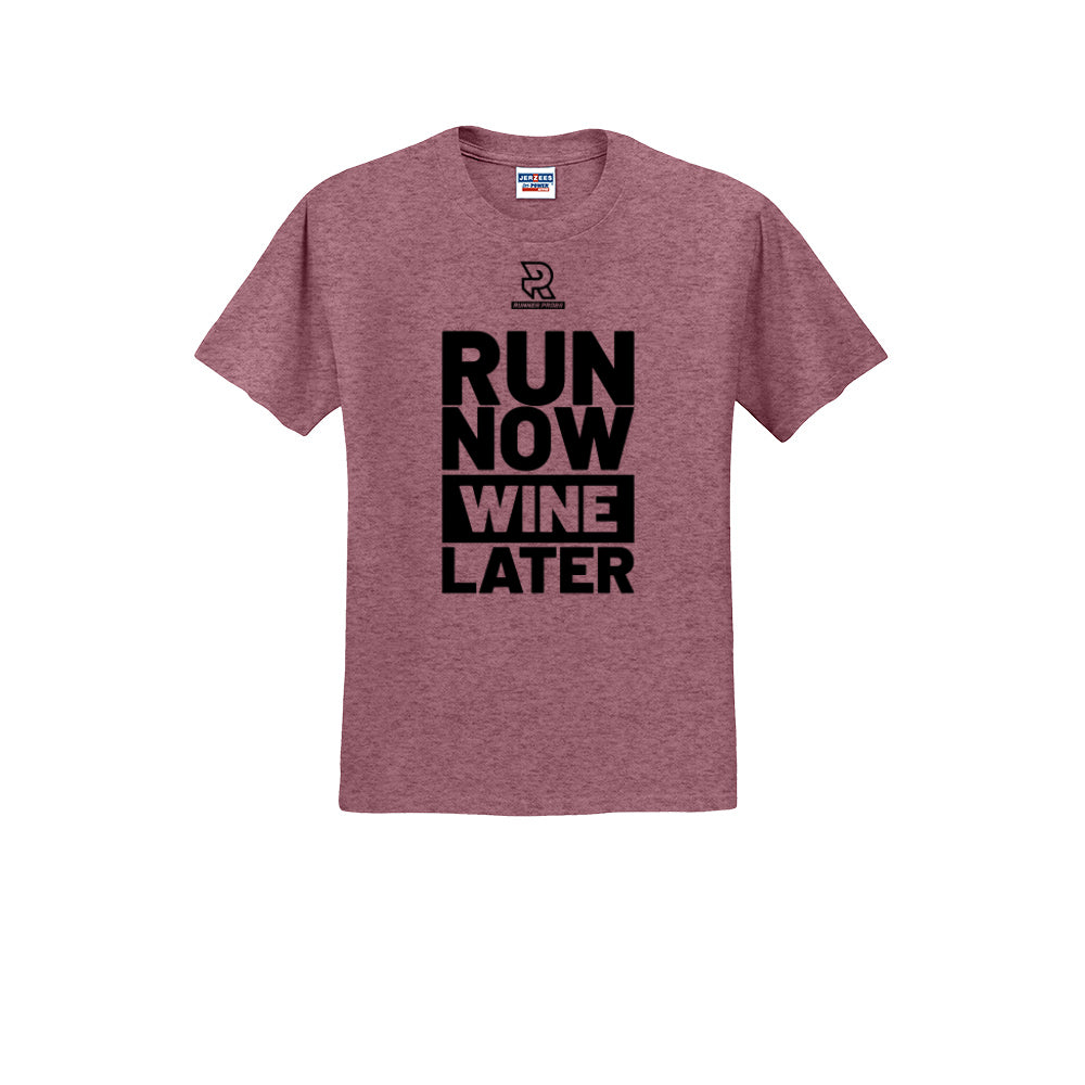 RUN NOW WINE LATER (Black) - Short Sleeve 50/50 Tee